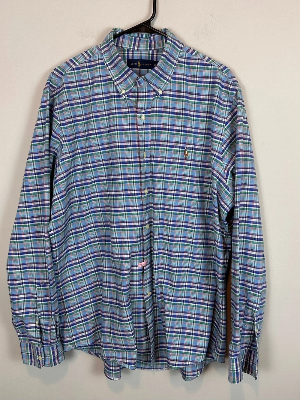 Polo Ralph Lauren Plaid Oxford Button-Down Shirt Blue Green Size  XL